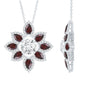 Certified Moissanite and Garnet Flower Pendant