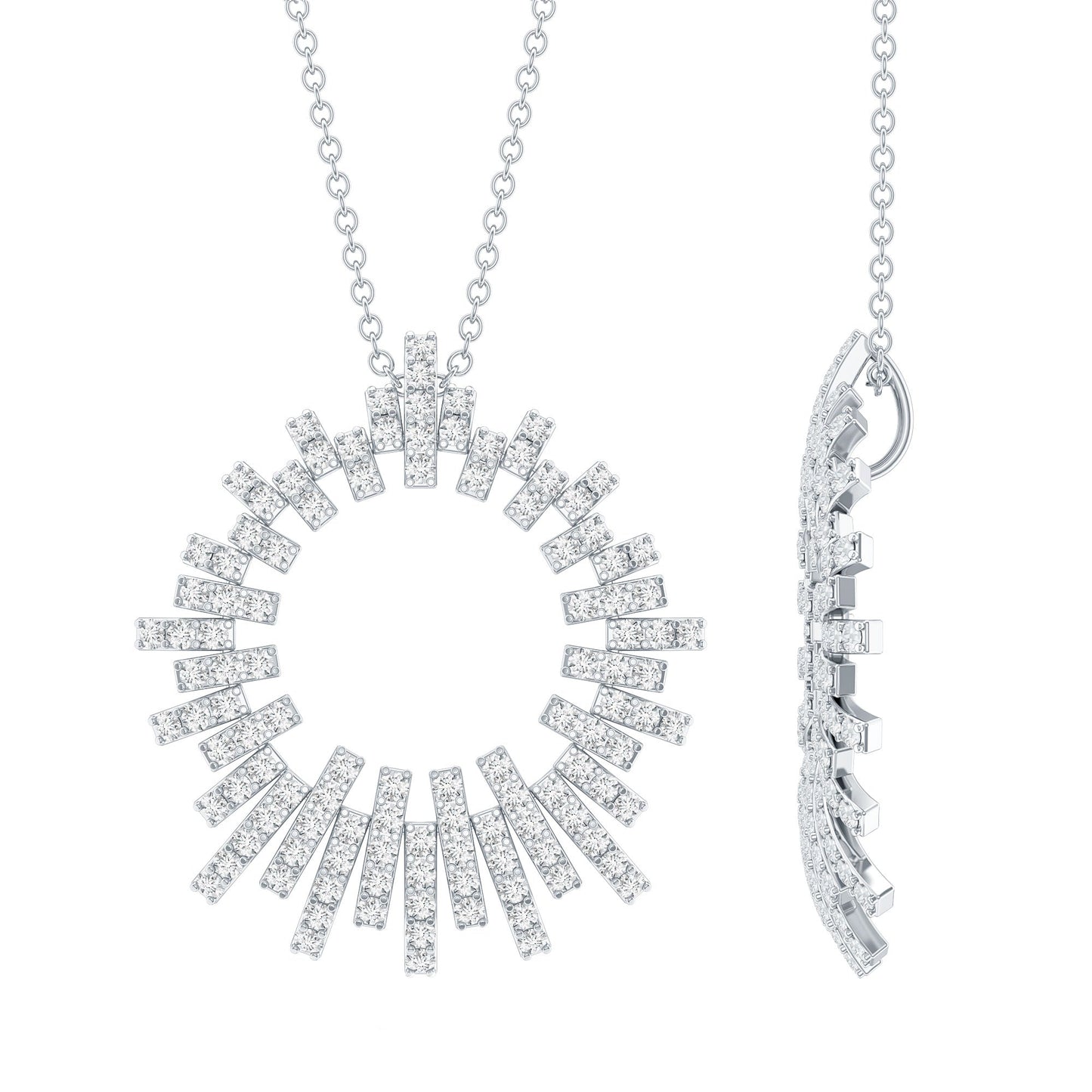 Womens Moissanite Designer Cocktail Necklace With Silver Chain