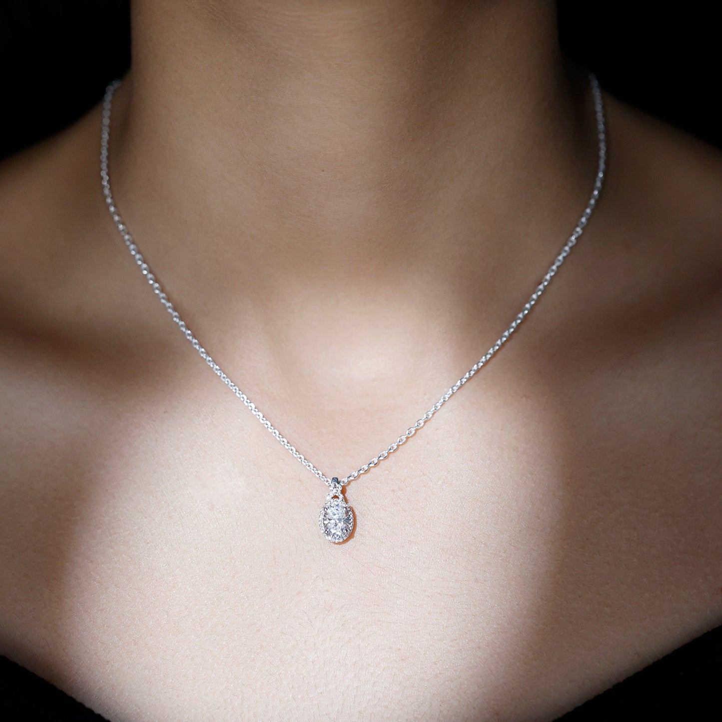 1 Carat Certified Moissanite Oval Pendant with Halo