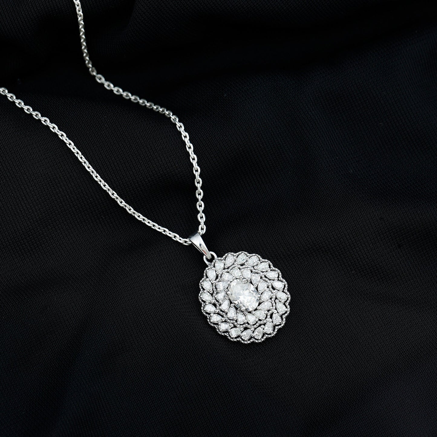 Certified 1.29 Carat Oval Moissanite Bridal Statement Necklace with Chain