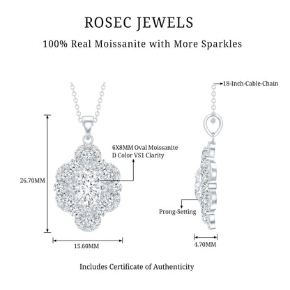 Certified Moissanite Flower Necklace for Wedding