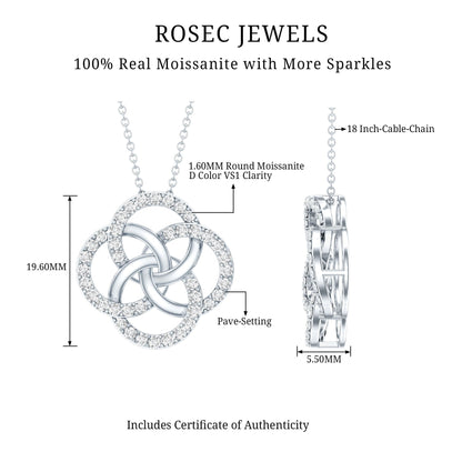 Sterling Silver Moissanite Interlocking Circle Necklace for Women