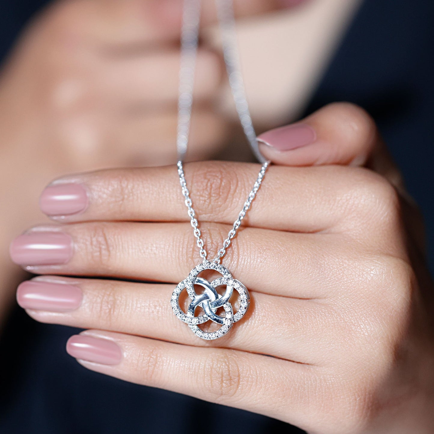 Sterling Silver Moissanite Interlocking Circle Necklace for Women