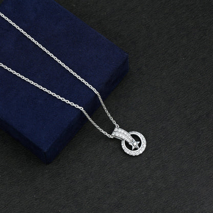 Certified Moissanite Shooting Star Pendant with Silver Chain