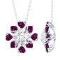 2 Carat Moissanite Designer Necklace with Rhodolite