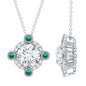 2 Carat Moissanite Vintage Inspired Necklace with Lab Emerald