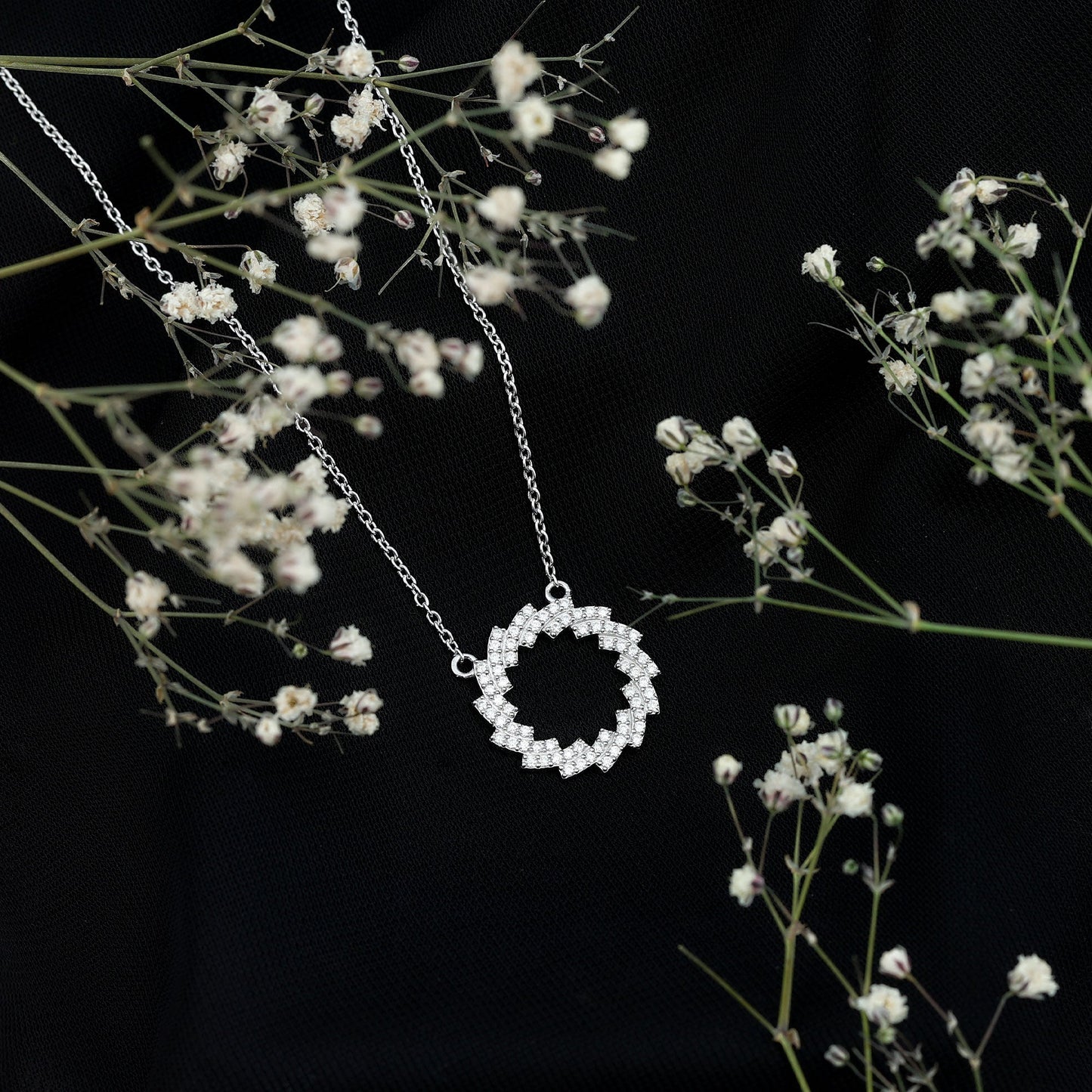 Certified Moissanite Eternity Necklace in Sterling Silver