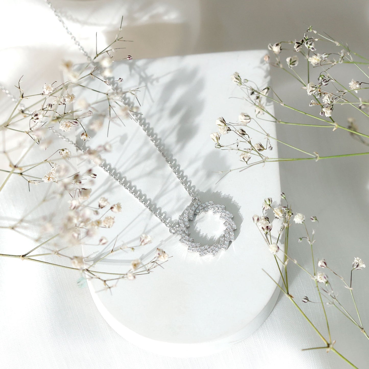Certified Moissanite Eternity Necklace in Sterling Silver