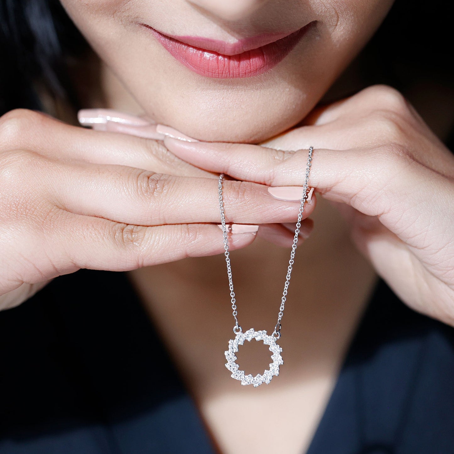 Certified Moissanite Eternity Necklace in Sterling Silver
