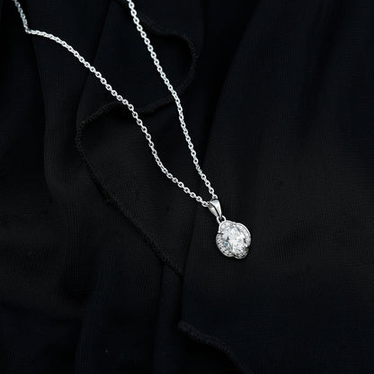 Moissanite Art Deco Necklace with Silver Chain