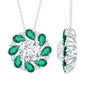Certified 2 Carat Moissanite and Lab Emerald Flower Necklace in Silver