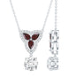 Certified Moissanite and Garnet Designer Bridal Necklace in Silver