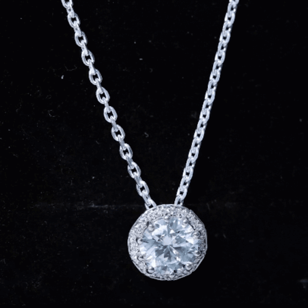 Certified 2 Carat Round Moissanite Designer Necklace with Silver Chain