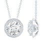 Certified 2 Carat Round Moissanite Designer Necklace with Silver Chain