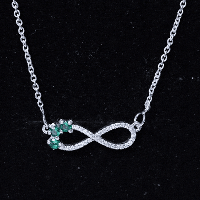 Lab Created Emerald and Moissanite Infinity Necklace with Chain