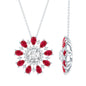 Certified 1.3 Carat Moissanite Statement Flower Necklace with Lab Grown Ruby