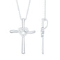 Certified Moissanite Cross Heart Pendant Necklace with Silver Chain