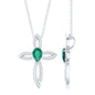 Pear Shape Lab Emerald Cross Locket with Silver Chain
