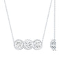 Certified Round Moissanite 3 Stone Bar Necklace with Silver Chain