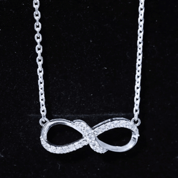 Moissanite Infinity Necklace with Silver Chain