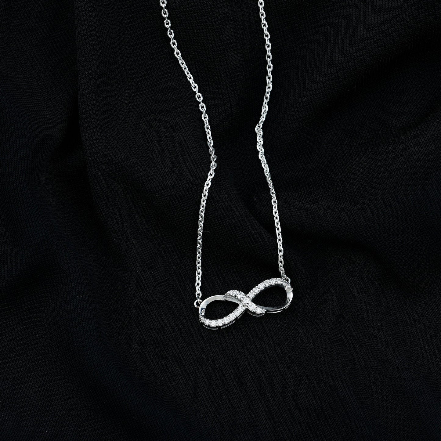 Moissanite Infinity Necklace with Silver Chain