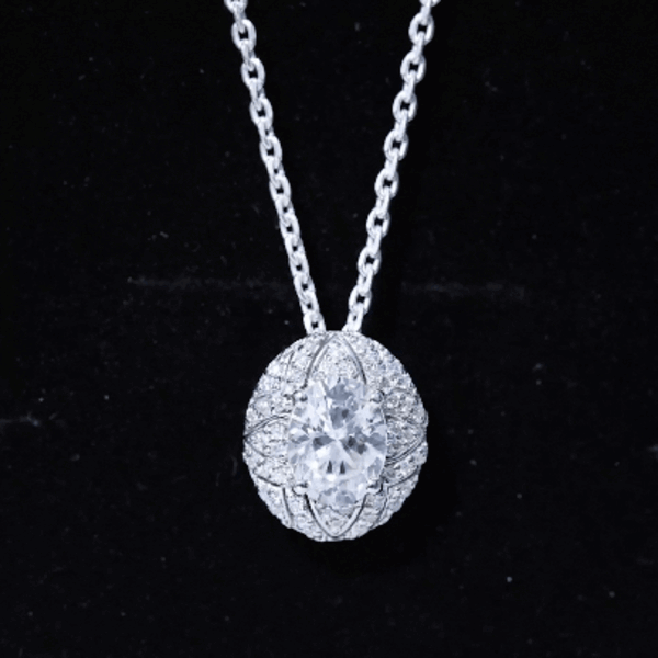 Art Deco Style 2 Carat Moissanite Designer Necklace with Silver Chain