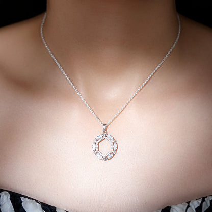 Womens Moissanite Designer Eternity Necklace with Silver Chain
