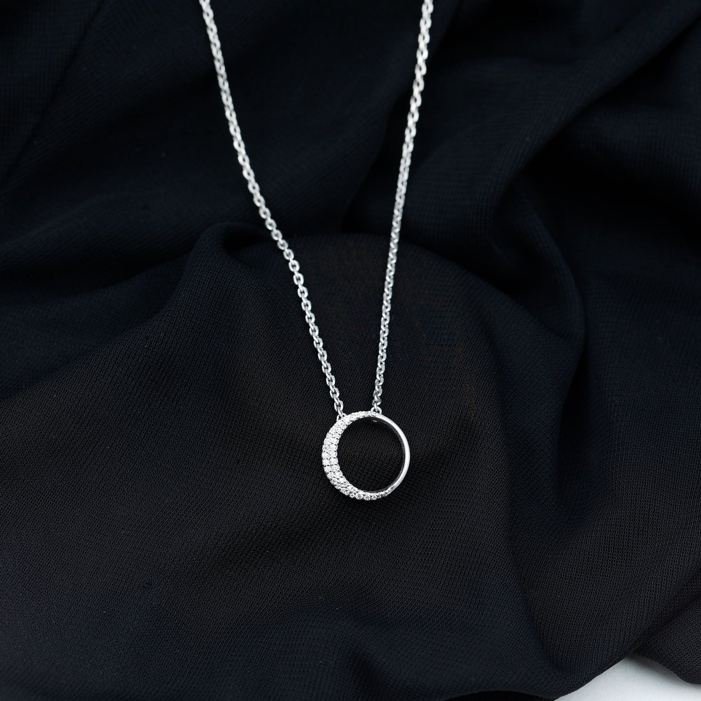 Moissanite Circle of Life Necklace with Silver Chain