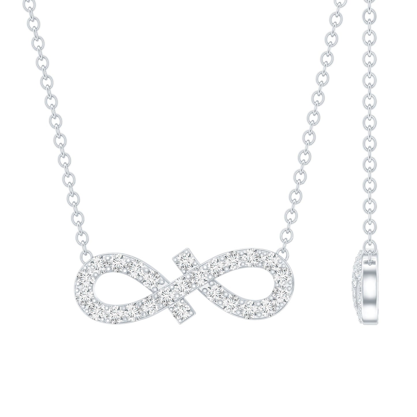 Moissanite Infinity Stackable Necklace in 14K Gold Plated Silver