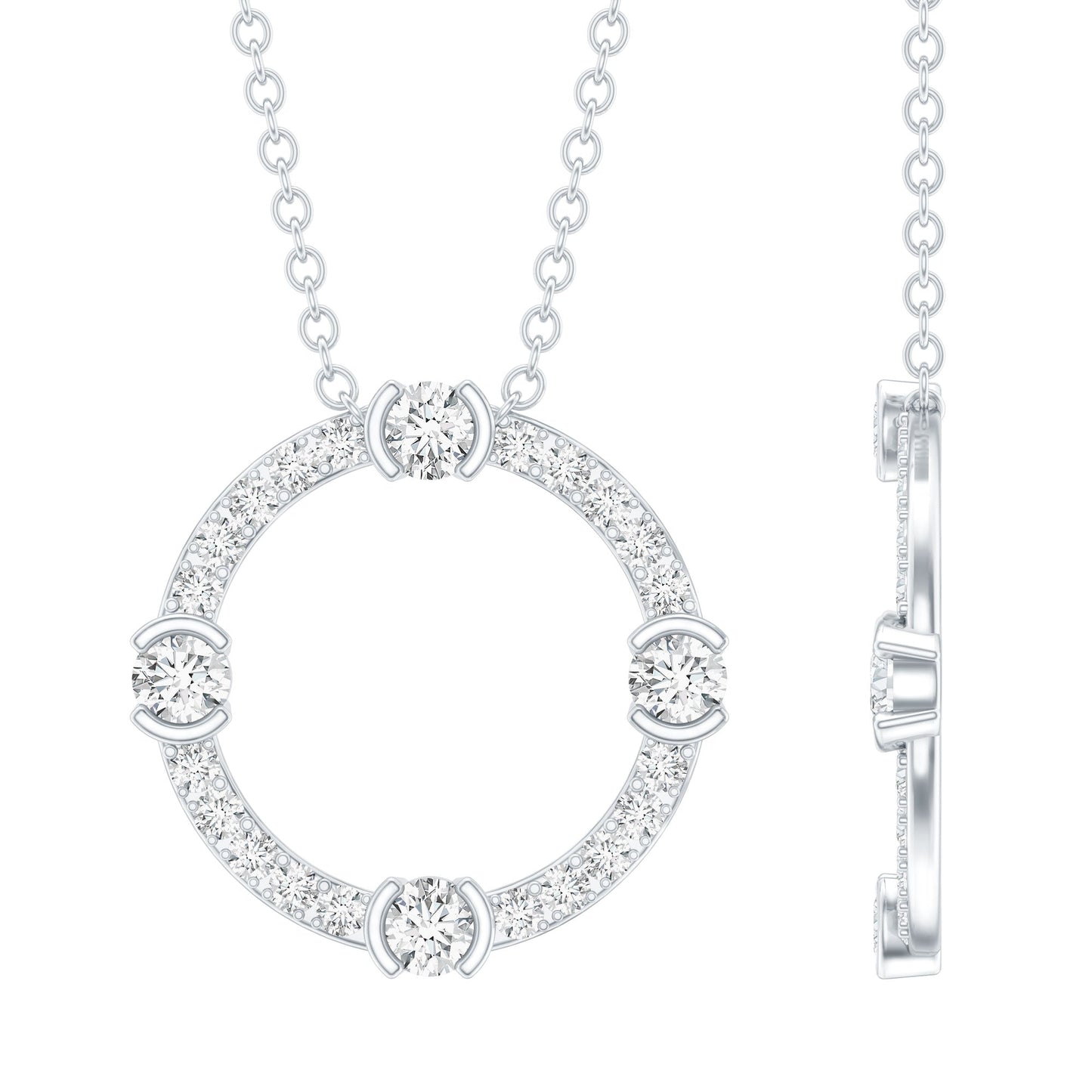 Sterling Silver Moissanite Eternity Necklace With Chain