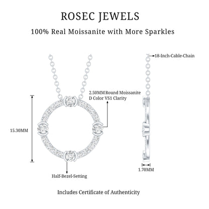 Sterling Silver Moissanite Eternity Necklace With Chain