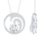 Certified Moissanite Ocean Wave Necklace with Silver Chain
