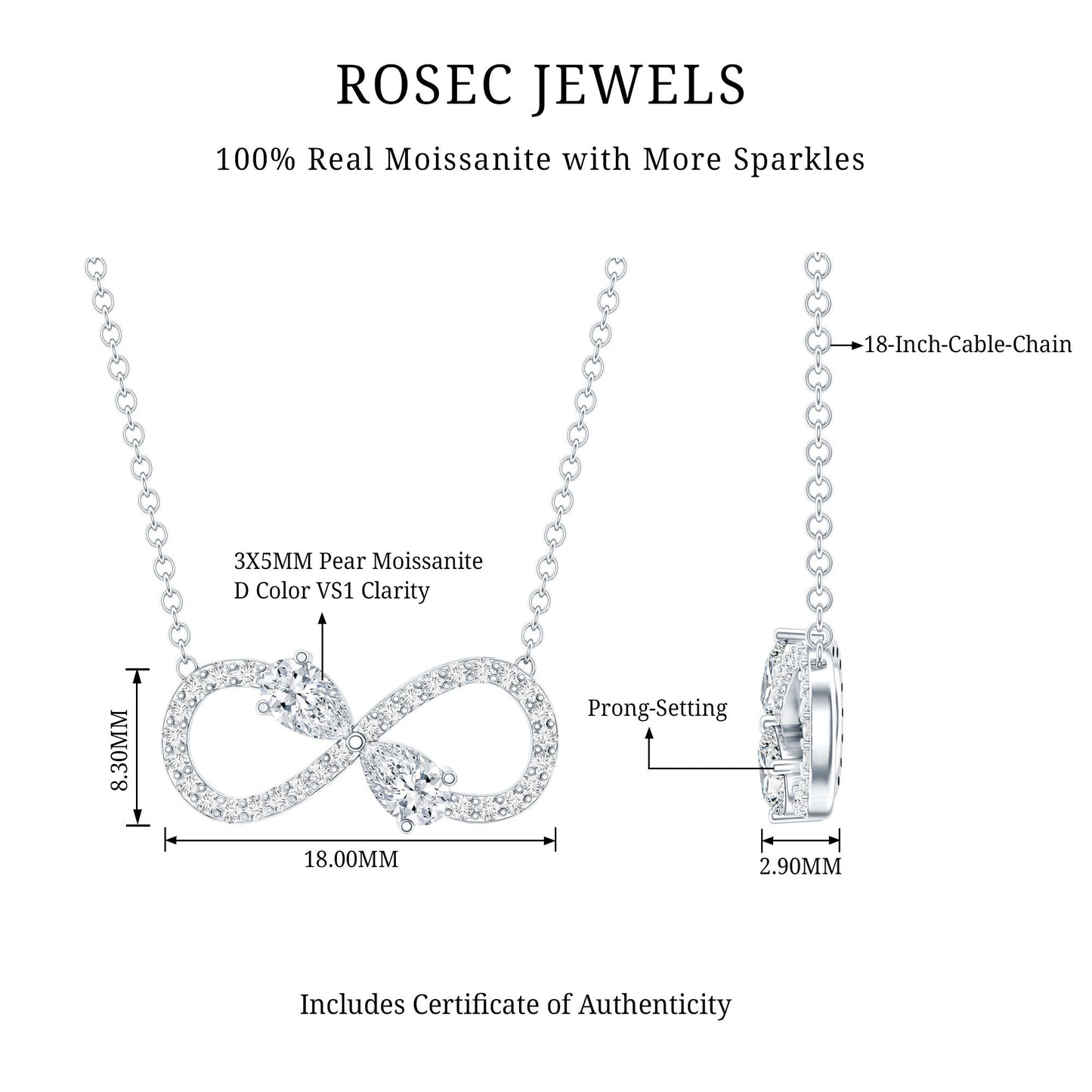 Certified Moissanite Forever Symbol Necklace for Women