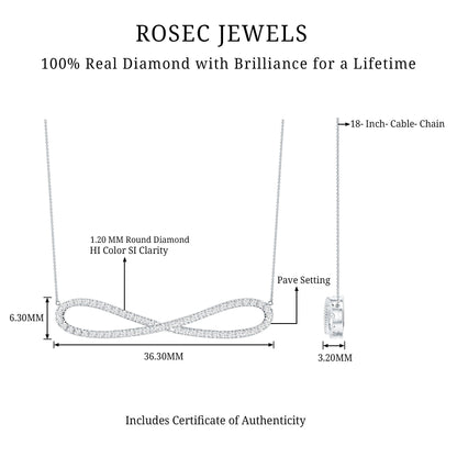Diamond Sideway Infinity Pendant Necklace