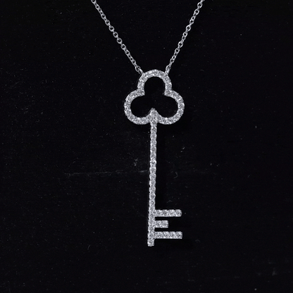 Certified Moissanite Key Pendant Necklace