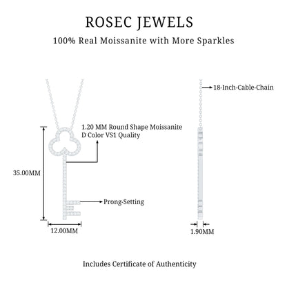 Certified Moissanite Key Pendant Necklace