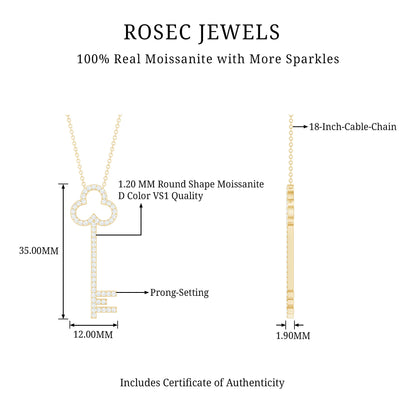 Certified Moissanite Key Pendant Necklace