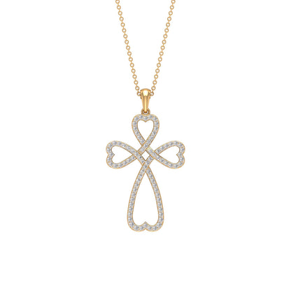 Certified Moissanite Heart Cross Pendant Necklace