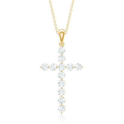 Certified Moissanite Cross Pendant Necklace