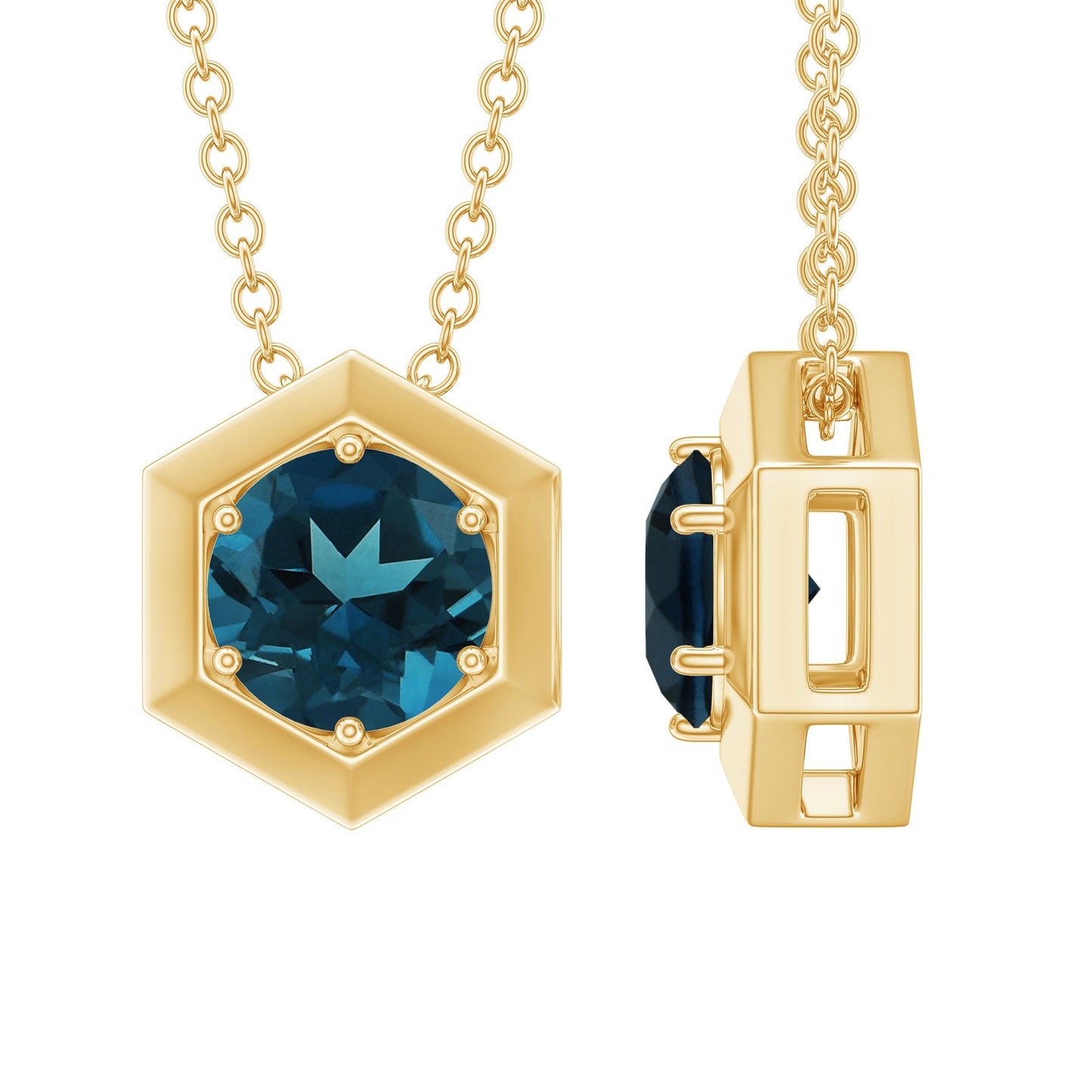 1.3 Carat Round London Blue Topaz Solitaire Pendant