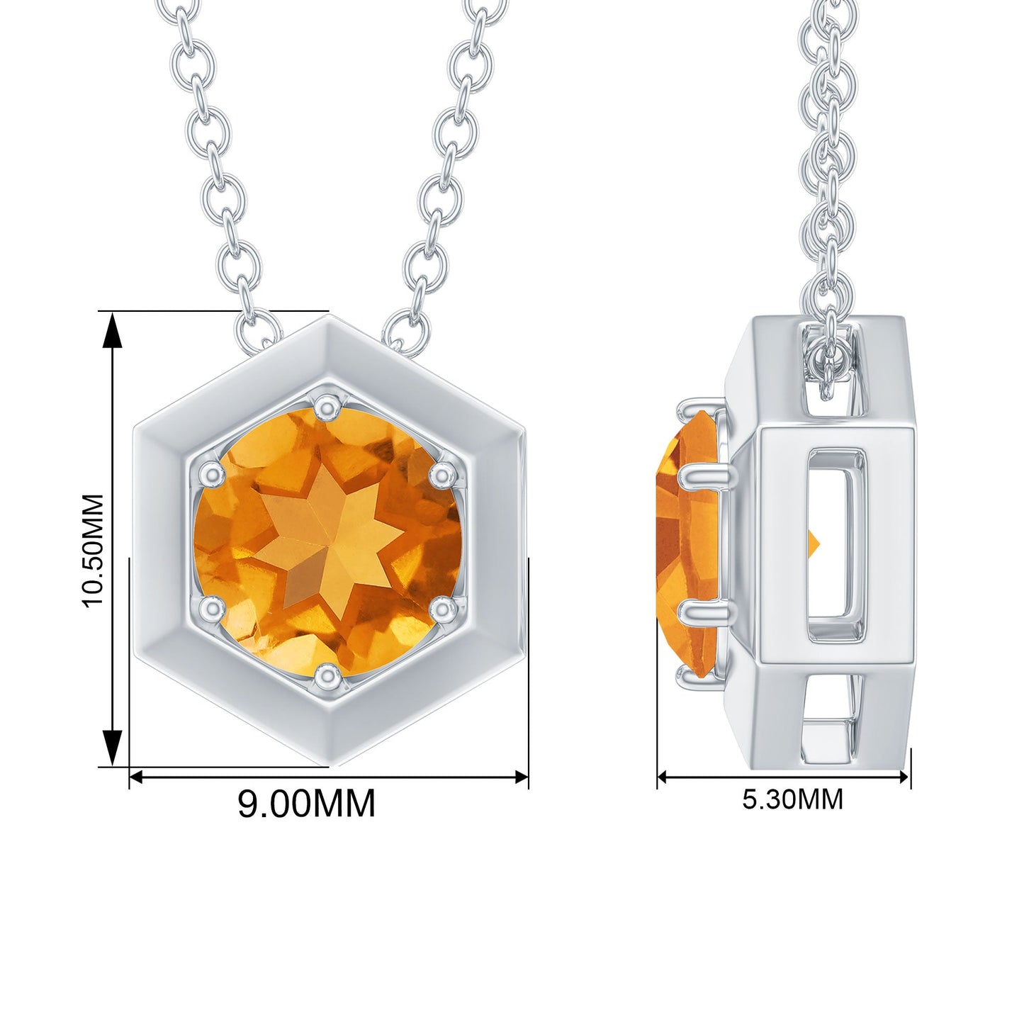 1.2 Carat Natural Citrine Hexagon Pendant