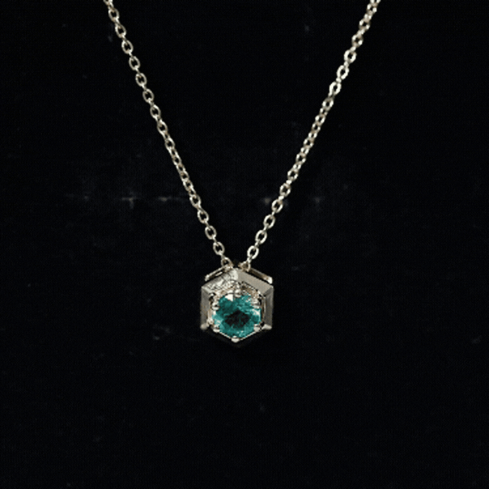 0.4 Carat Solitaire Emerald Hexagon Pendant Necklace