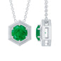 0.4 Carat Solitaire Emerald Hexagon Pendant Necklace