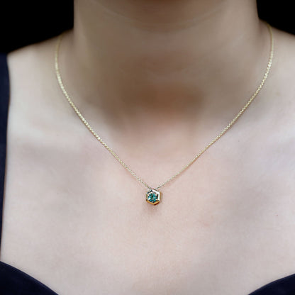 0.4 Carat Solitaire Emerald Hexagon Pendant Necklace