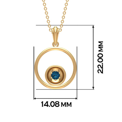 Real London Blue Topaz Open Circle Necklace with Certificate