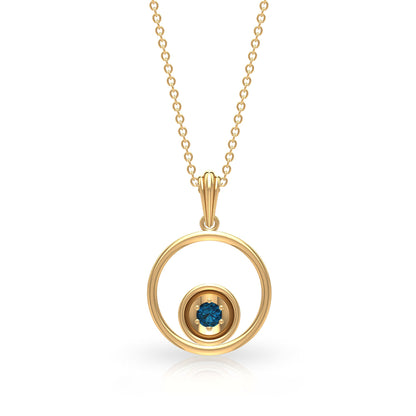 Real London Blue Topaz Open Circle Necklace with Certificate