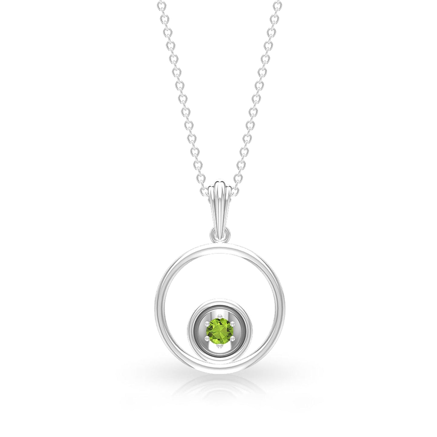 Real Peridot Open Circle Pendant Necklace