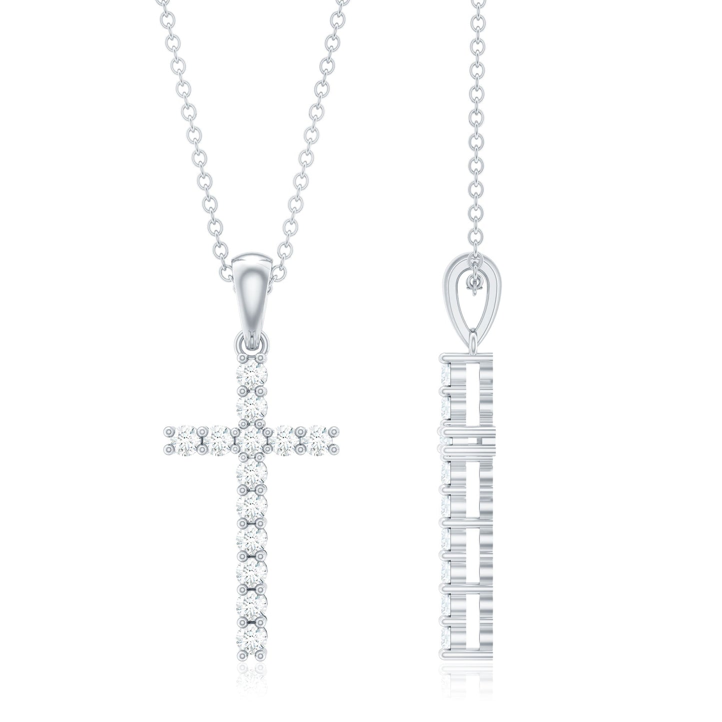Natural Diamond Cross Pendant Necklace for Women