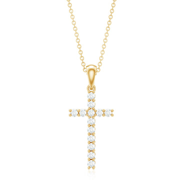 Natural Diamond Cross Pendant Necklace for Women