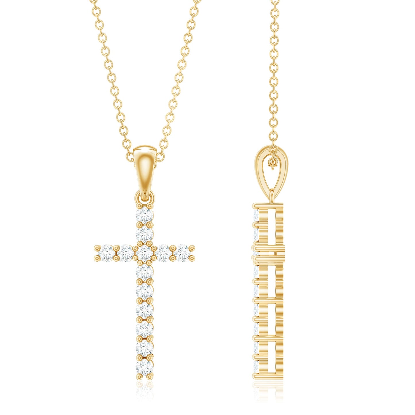 Natural Diamond Cross Pendant Necklace for Women